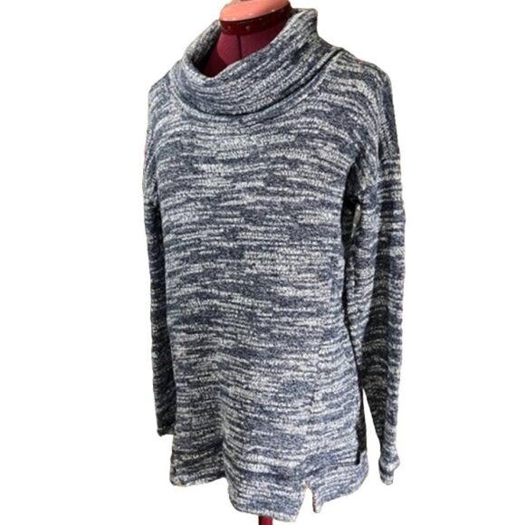 Cozy AERIE Blue Marled Space Dyed Soft Cowl Neck Pullover Sweater Women's Small - Picture 1 of 9